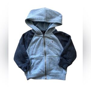 Tommy Hilfiger Blue Color Block Zip Up Hoodie | 6-9 M